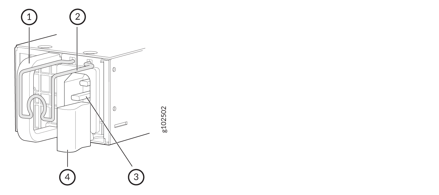 Diagram of a mechanical component with numbered labels indicating parts of a housing and internal elements.
