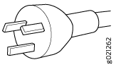 Three-pronged electrical plug line drawing.