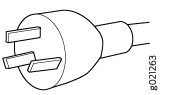 Three-prong electrical plug for grounded connection to power outlet.