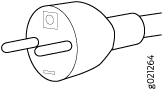 3D model of a Type C European electrical plug with two round pins.