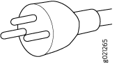 Three-prong electrical plug illustration.