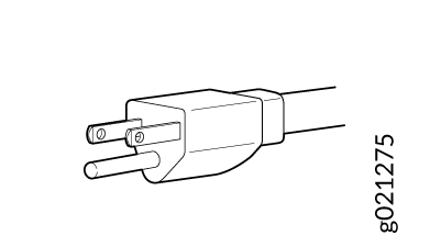 Three-prong electrical plug with two flat blades and one round grounding pin.