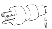 Technical drawing of a cylindrical connector with multiple pins for electrical connections.