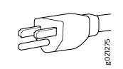 Two-prong electrical plug line drawing for connecting devices to power outlets.