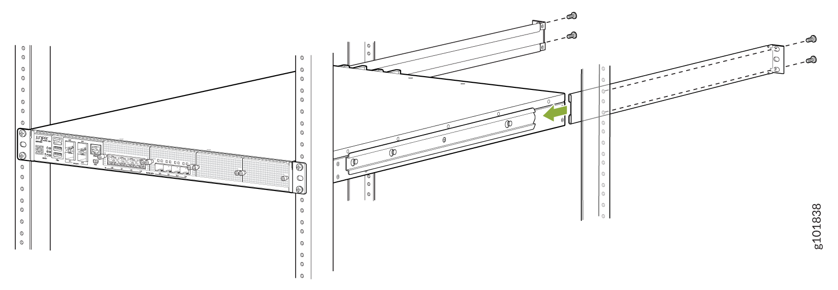 Install the Rear Mounting Blades on an SSR1300 Appliance