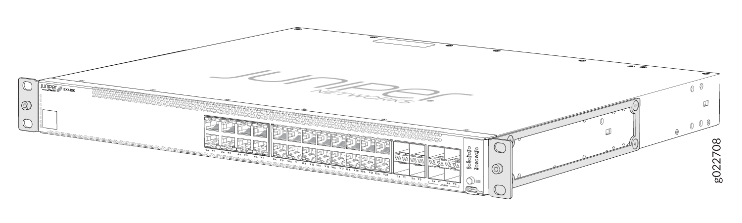 Juniper Networks EX4100 switch with Ethernet ports for LAN connectivity and data traffic management.