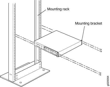 Diagram of a mounting rack with a bracket for installing servers or hardware in a data center.