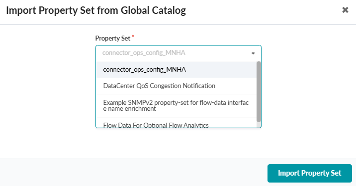 User interface for selecting and importing a property set from a dropdown list, with an Import Property Set button.