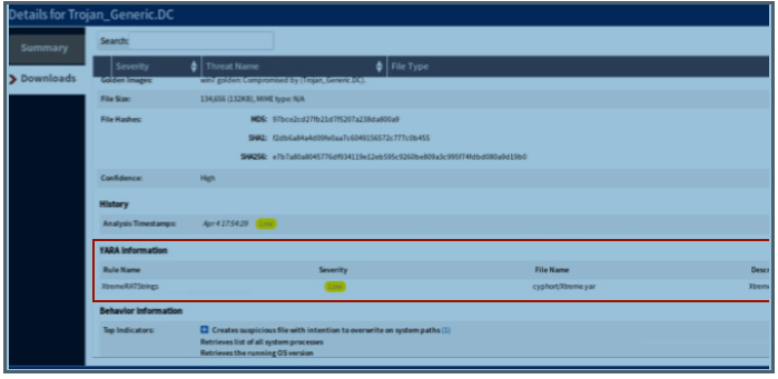 Yara Rule Match for Lateral Detection Download on Incidents>Download Page