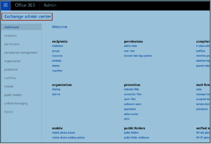 Microsoft Office 365 Admin Center