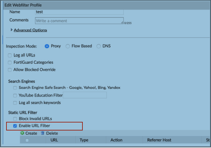Enabling the URL filter at the FortiManager