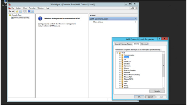 Windows Management Instrumentation (WMI) Console Settings