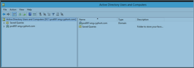 Domain Component Name in the Name Column of the AD Users and Computers Window