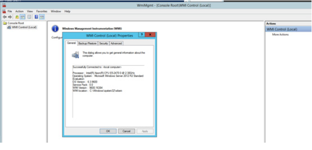 WMI Control (Local) Properties Page