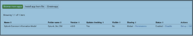 Splunk Common Information Model Settings