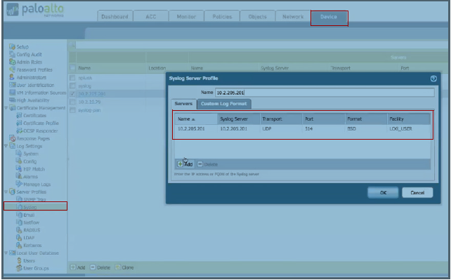 Sample Splunk Configuration from PAN Side