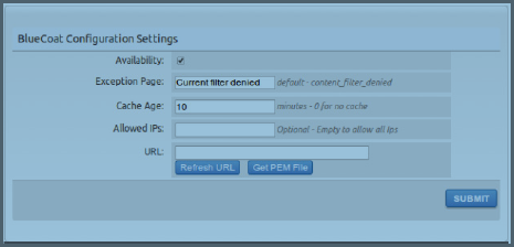 Bluecoat Configuration Settings