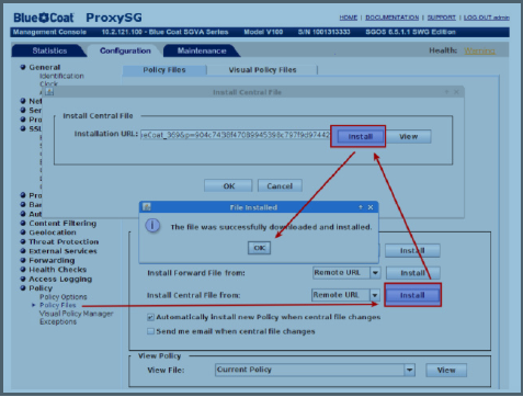 Adding the Juniper ATP Appliance URL to the Bluecoat Configuration