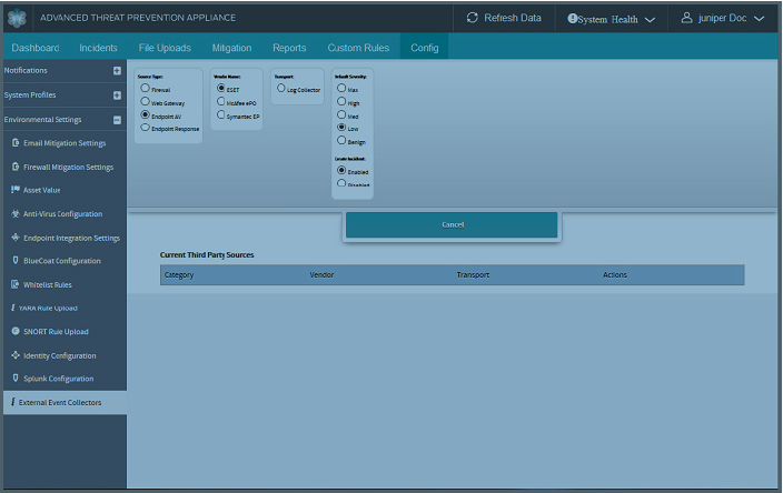 Endpoint AV [ESET:Log Collector Configuration]
