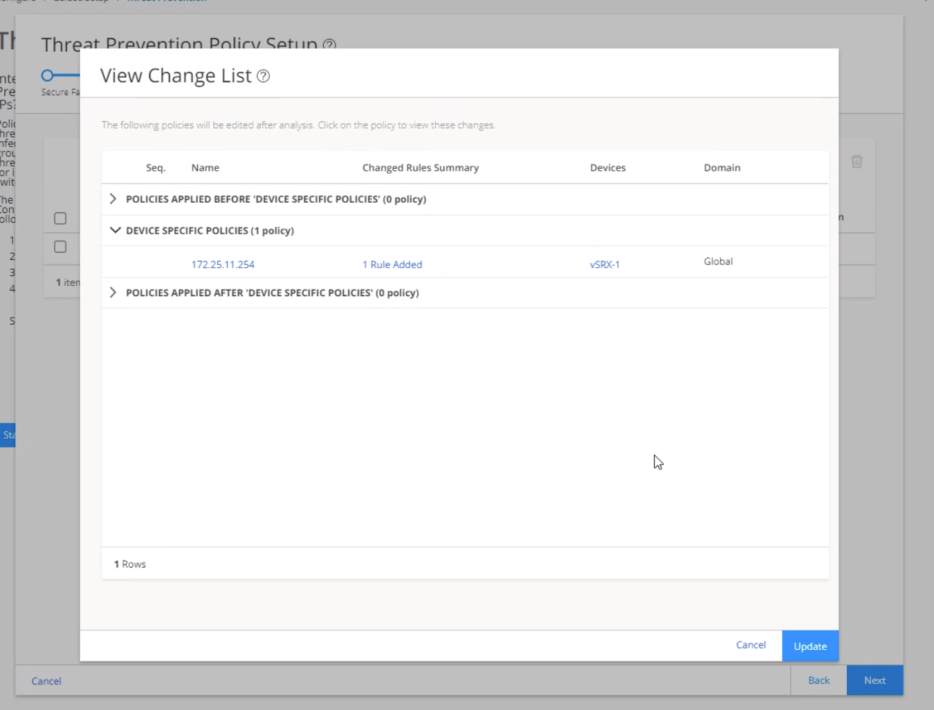 View Change List