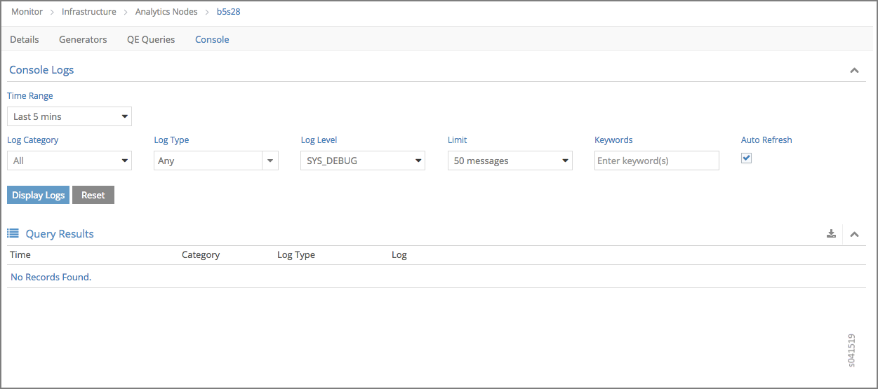 Analytics Individual Node—Console Tab