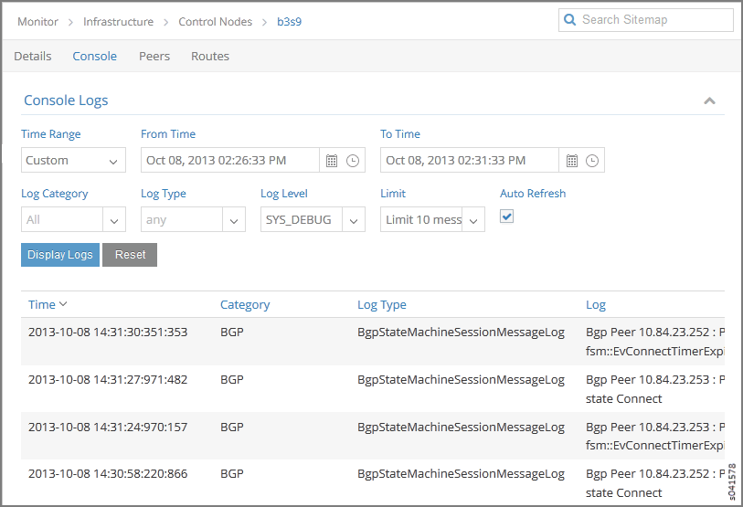 Individual Control Node—Console Tab