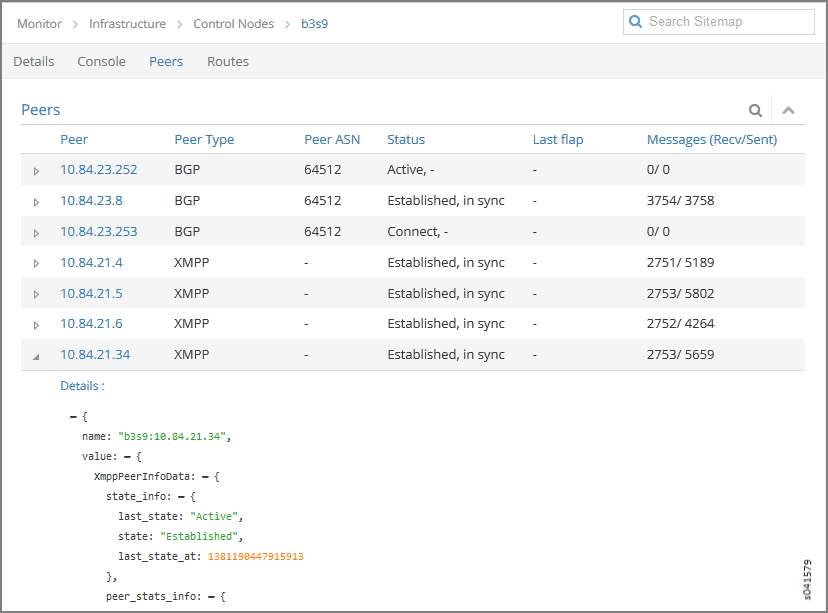 Individual Control Node—Peers Tab