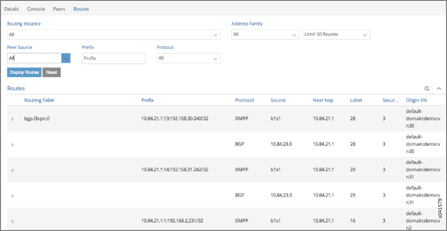 Individual Control Node—Routes Tab