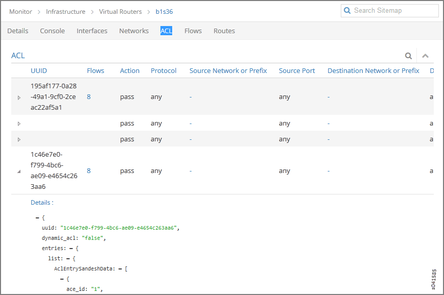 Individual vRouters—ACL Tab