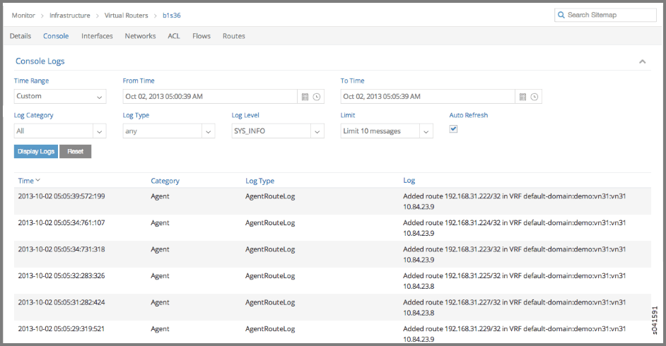 Individual vRouter—Console Tab