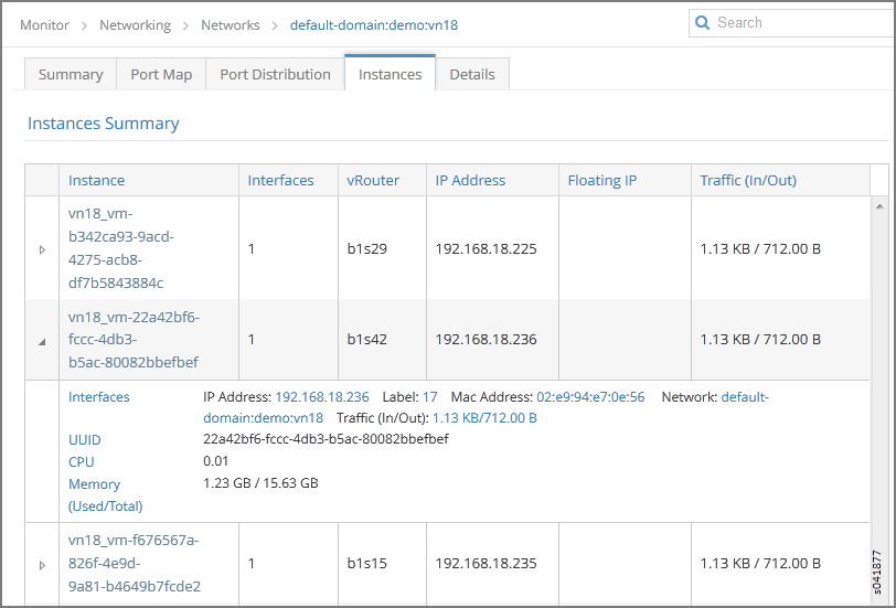 Individual Network Instances Tab