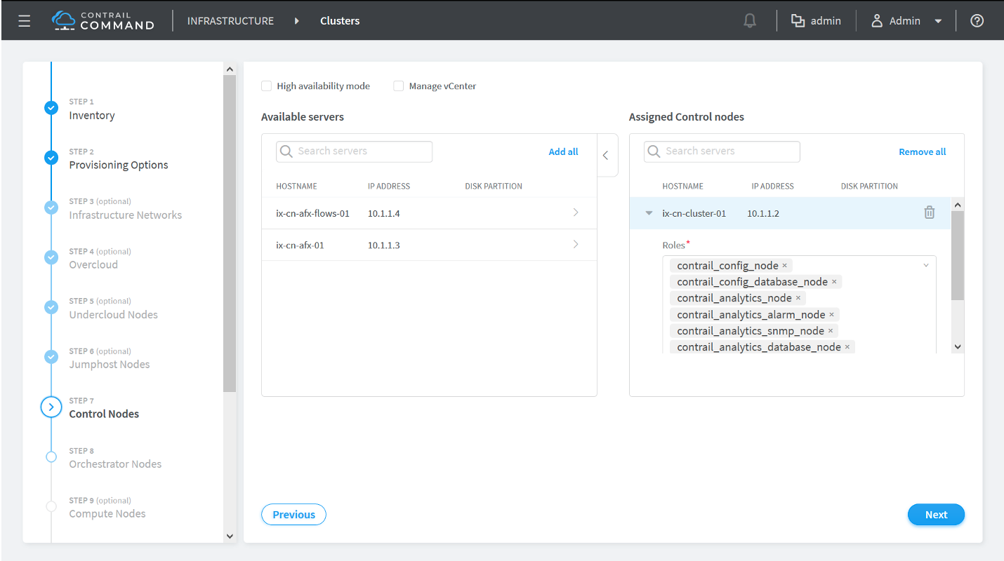 Assigned Control Nodes