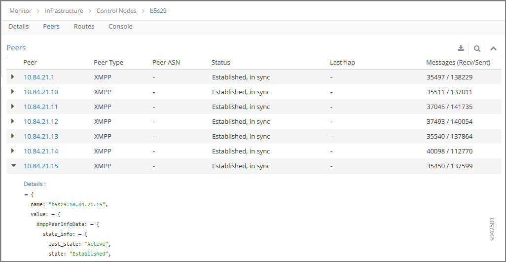 Control Node Peers Tab