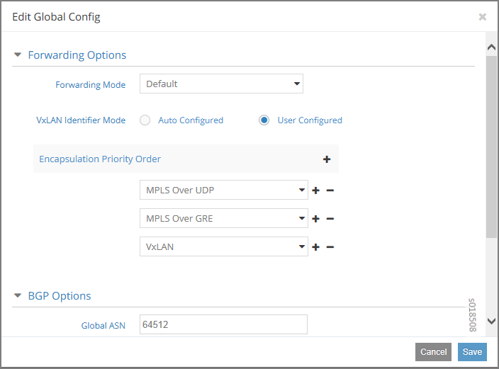 Edit Global Config Window for VXLAN Identifier Mode