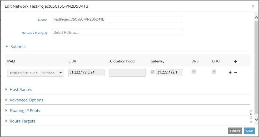 Edit Network Window