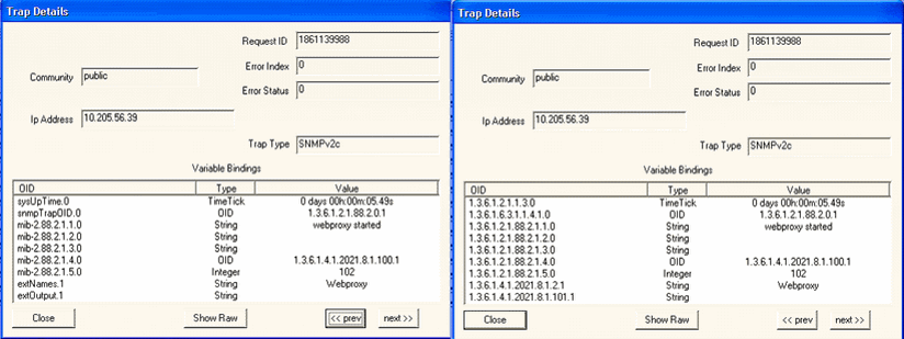 Trap Details When WebProxy Is Up