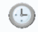 Animated clock with gray frame and white face, showing moving black hands to indicate time passing.