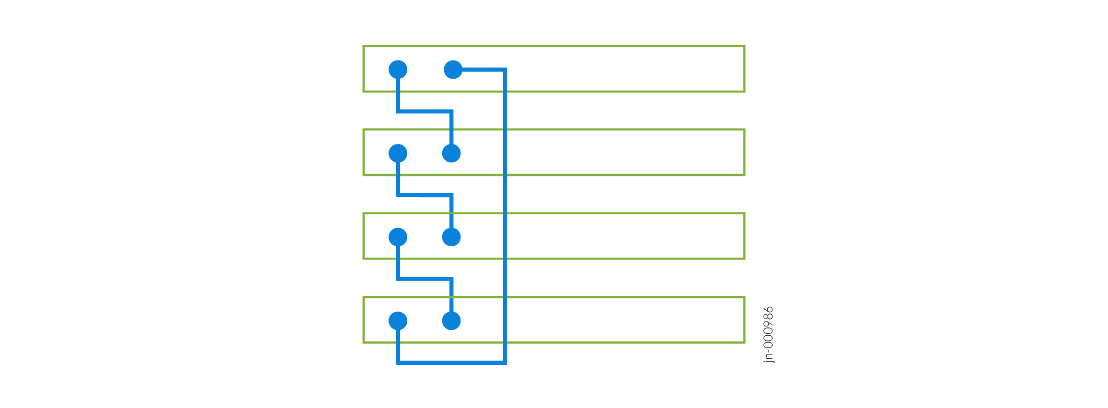 Simplified diagram with blue lines and dots as nodes, green rectangles as layers, and text jn-000986 in the corner.