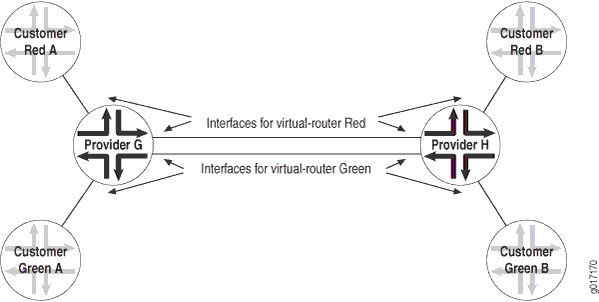 Logical Interface per Router in a Virtual-Router Routing Instance