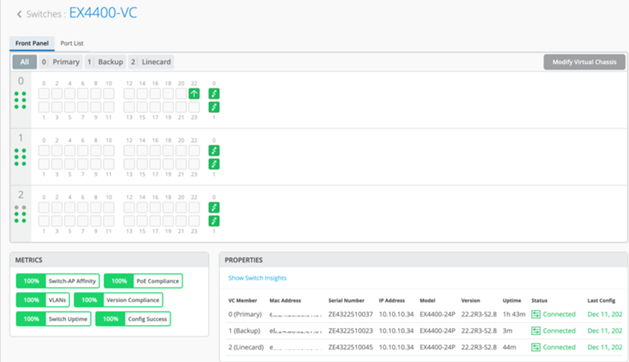 Virtual Chassis in Mist GUI