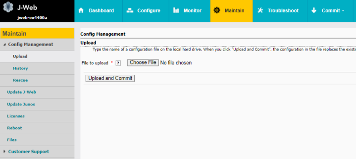 Example of the Maintain Tab