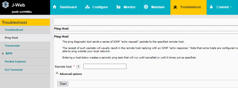 Example of the Troubleshoot Tab
