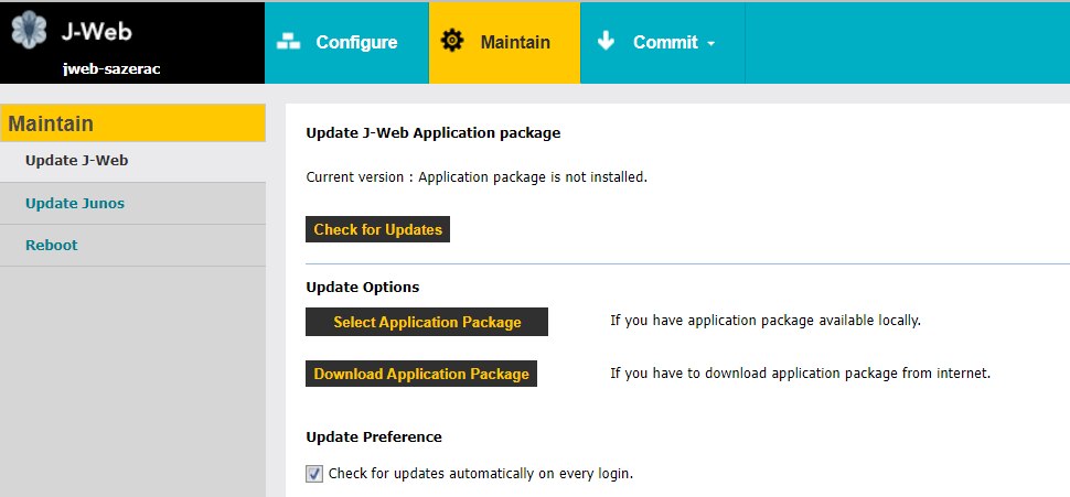 Example of the Maintain Tab