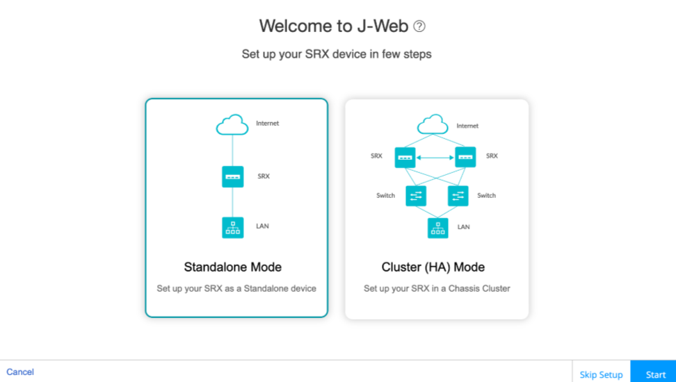 J-Web Setup Wizard Modes