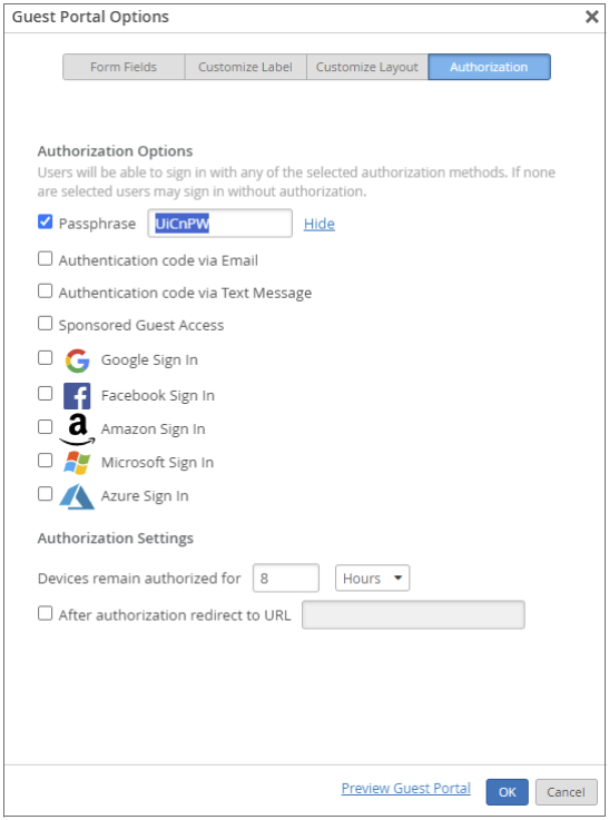 Random Password Creation for a Guest Portal