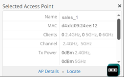 cropped image of the floorplan page focusing on the Selected Access Point section