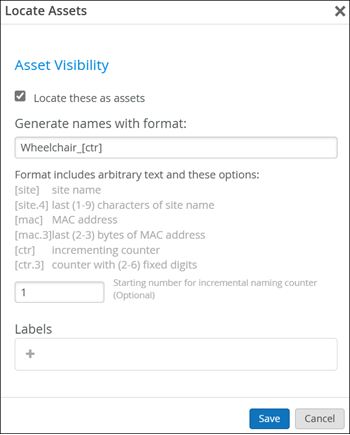 Asset Visibility pop-up window showing Wheelchair_[ctr] in the format box