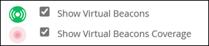 cropped image of the Settings pop-up window, showing the checkboxes for Show Virtual Beacons and Show Virtual Beacons Coverage