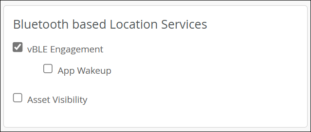 cropped image of Site Configuration page showing a check mark for vBLE Engagement