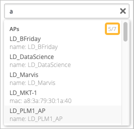 Matching items in the drop-down list start to appear as you type